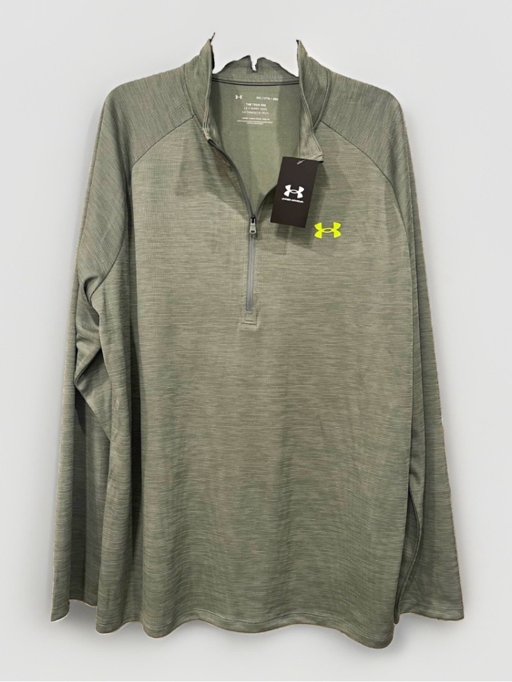 Under Armour UA Tech Textured Men's 2XL Green Loose Mock Neck 1/2 Zip MPN